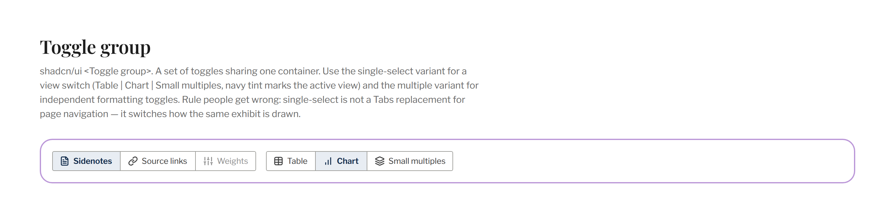 Section / Toggle group