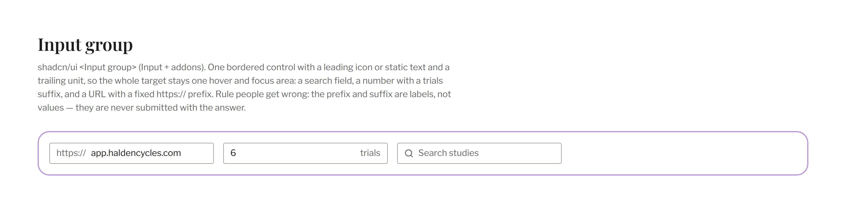 Section / Input group