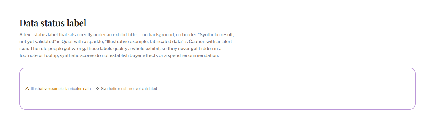 Section / Data status label