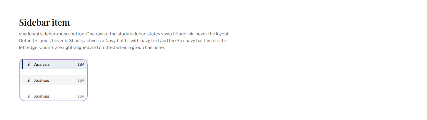 Section / Sidebar item