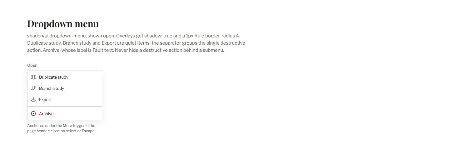 Section / Dropdown menu