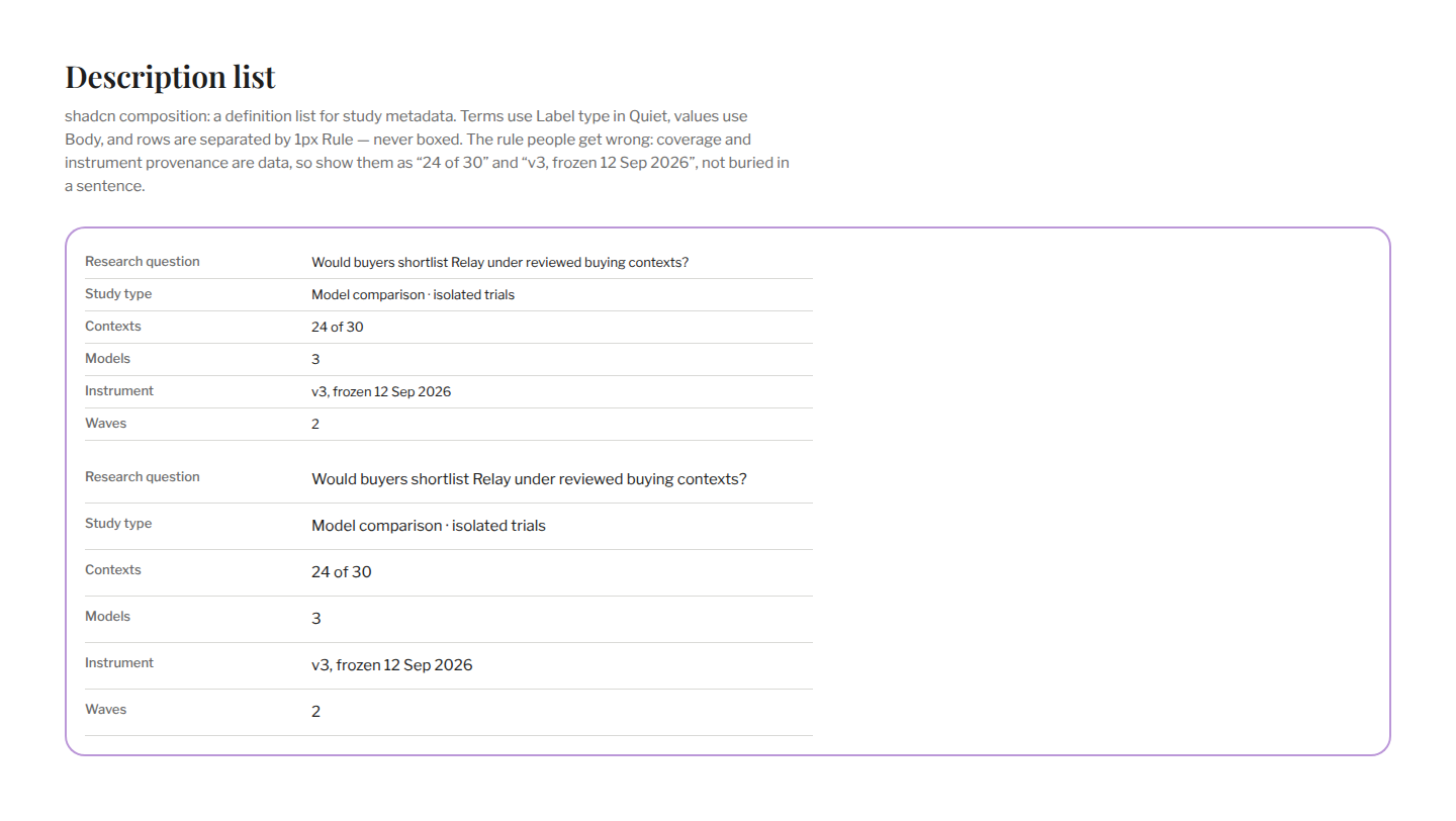 Section / Description list