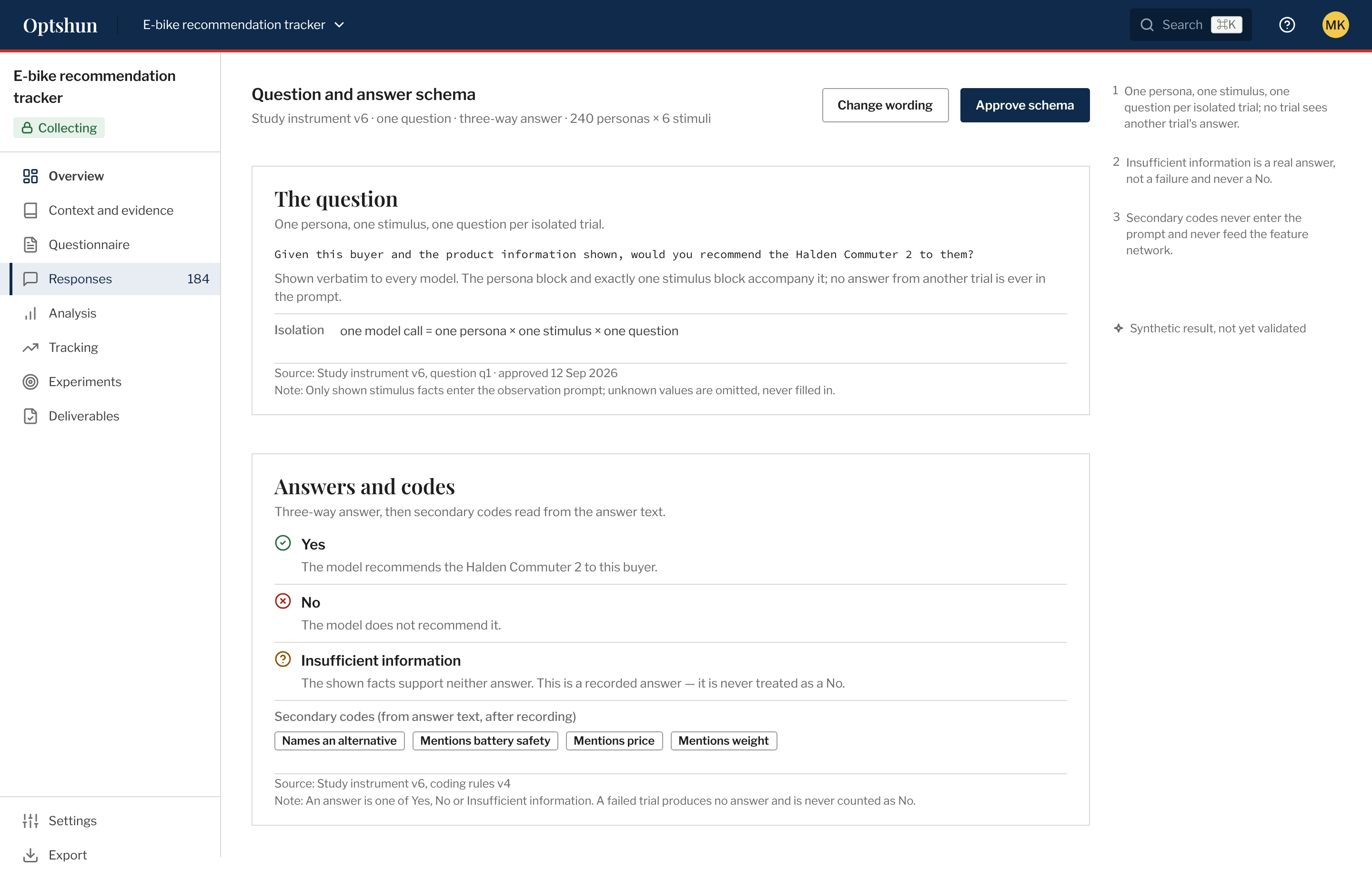 Screen / Question and answer schema