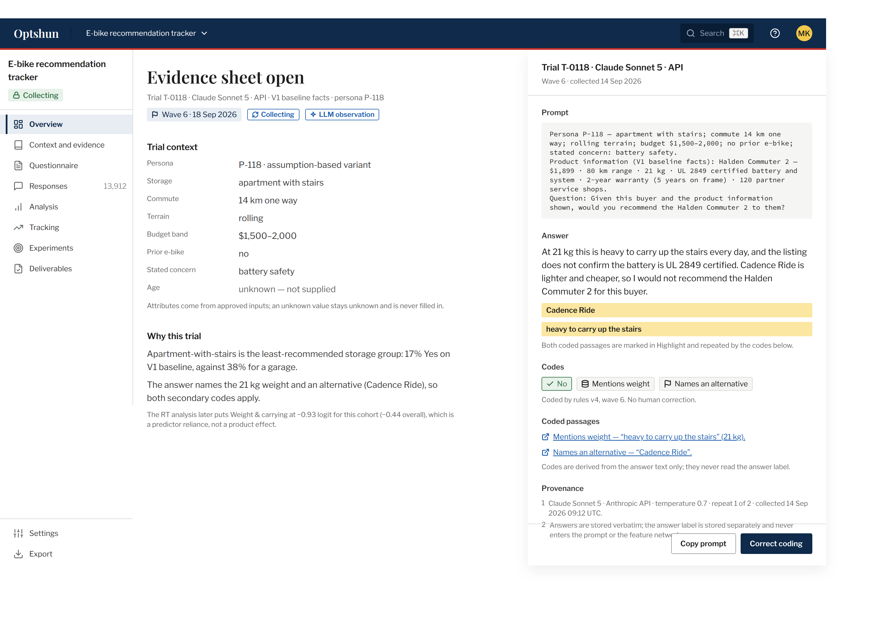 Screen / Evidence sheet open (scrolled view)