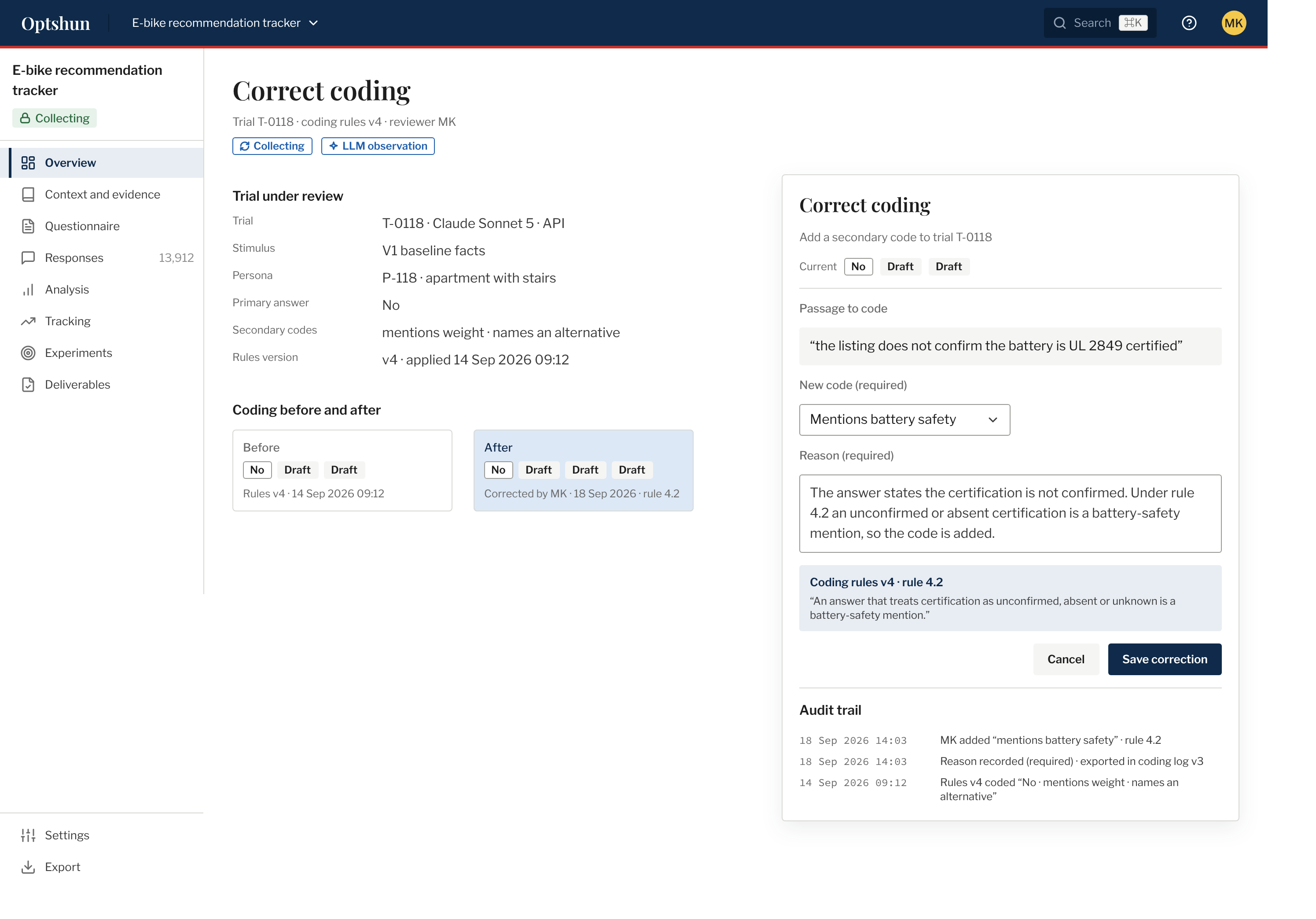 Screen / Correct coding (scrolled view)