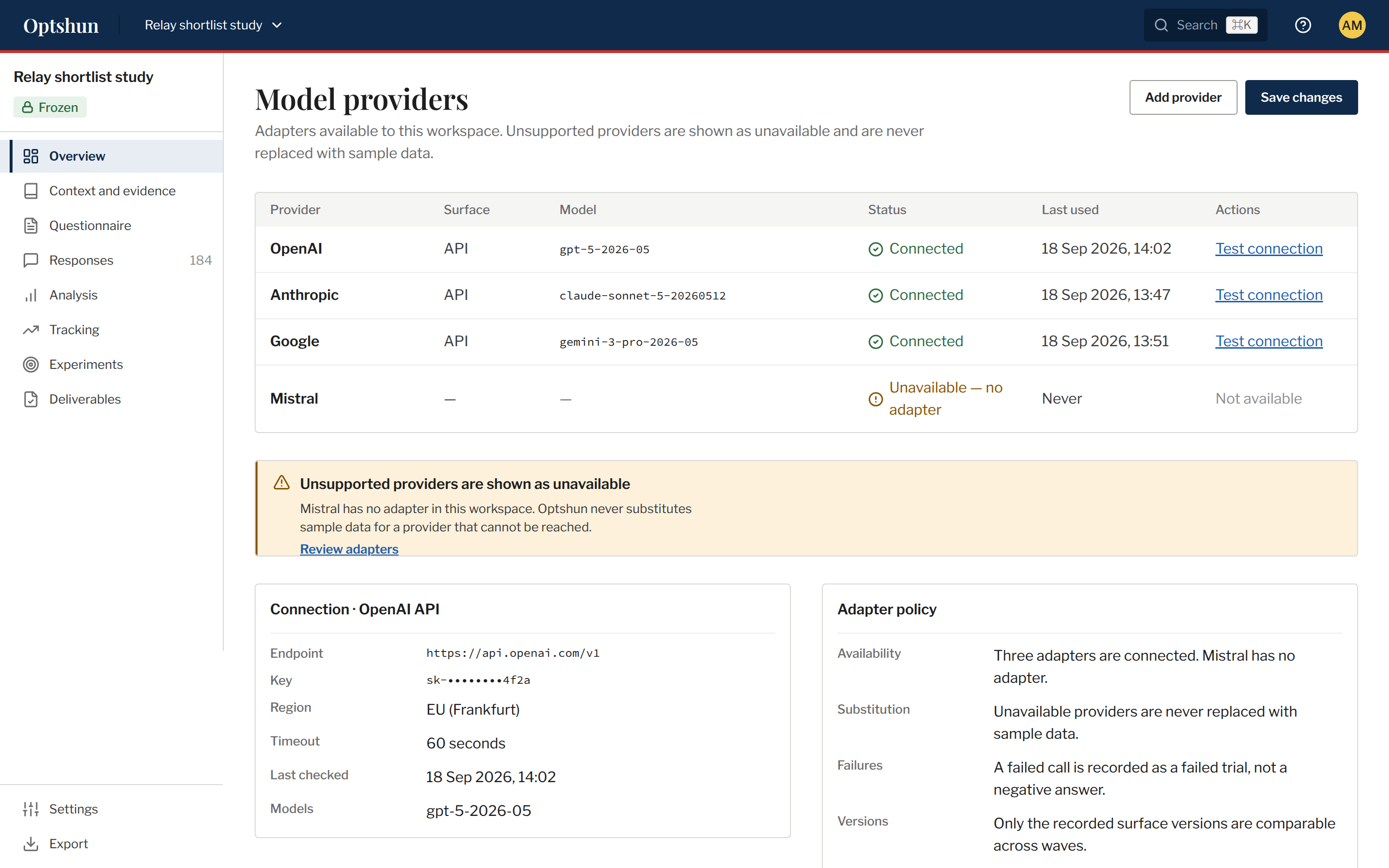 Screen / Model providers